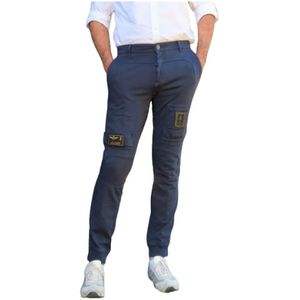 Aeronautica Militare, Jeans, Heren, Blauw, S, Katoen, Katoenen Joggingbroek met Anti-G Zakken