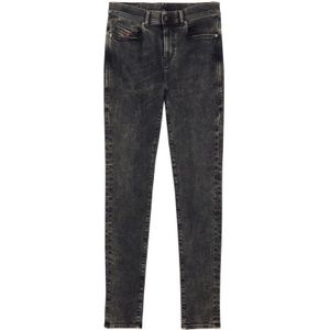 Diesel, Jeans, Heren, Zwart, W31, Denim, Hoge taille skinny jeans met ritssluiting