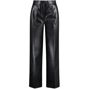 Calvin Klein, Broeken, Dames, Zwart, S, Polyester, Imitatieleren Broek met Zakken