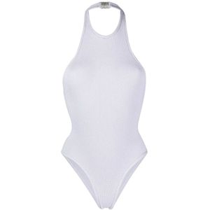 Reina Olga, Witte Halternek Badpak van Badstof Wit, Dames, Maat:ONE Size