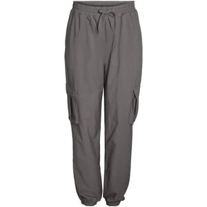 Noisy May, Hoge Taille Cargo Broek in Houtskool Grijs Grijs, Dames, Maat:S