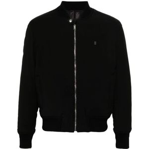 Givenchy, Zwarte wollen jas met 4G-logo print Zwart, Heren, Maat:M