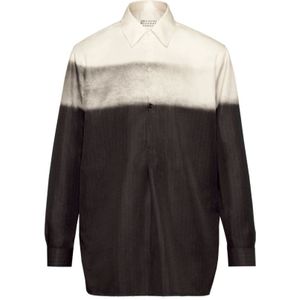 Maison Margiela, Blouses & Shirts, Dames, Zwart, S, Polyester, Zwart/wit Trompe l`oeil Pinstripe Shirt