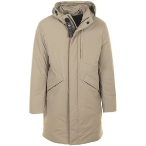 Duno, Beige Parka met Multi-Pocket Design Beige, Heren, Maat:L