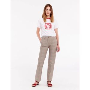 Ines De La Fressange Paris, Broeken, Dames, Veelkleurig, 2Xs, Katoen, Rechte Pijp Geruite Broek