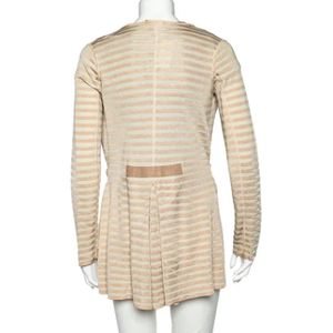 Armani Pre-owned, Pre-owned, Dames, Beige, S, Tweed, Pre-owned Knit tops