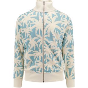 Palm Angels, Sweatshirts & Hoodies, Heren, Blauw, M, Polyester, Sweatshirt met Palms Print