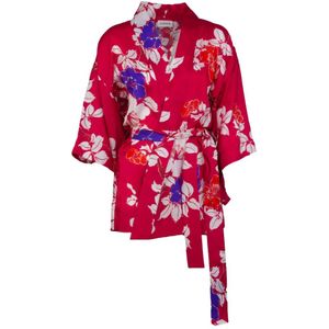 P.a.r.o.s.h., Blouses & Shirts, Dames, Veelkleurig, M, Bloemenprint Zijden Kimono