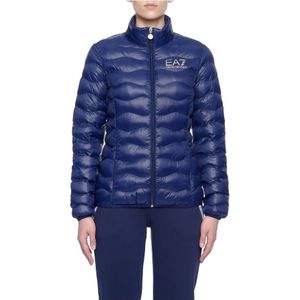 Emporio Armani Ea7, Jassen, Dames, Blauw, M, Blauwe Bomberjack met Capuchon voor Dames