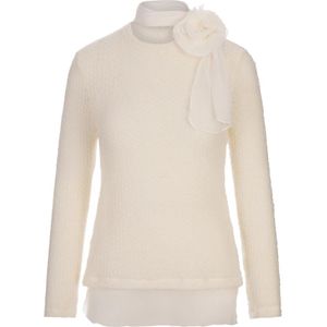 Ermanno Scervino, Truien, Dames, Wit, M, Witte Mohair Gebreide Top met Bloemdetail