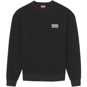 Kenzo, Sweatshirts & Hoodies, Heren, Zwart, L, Katoen, Klassieke Zwarte Trui met Klein Logo