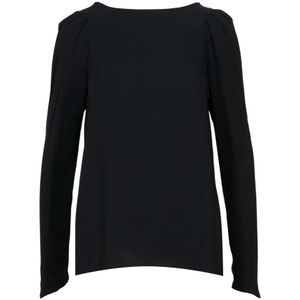 N21, Zwarte Viscose Shirt met Geplooide Details Zwart, Dames, Maat:L