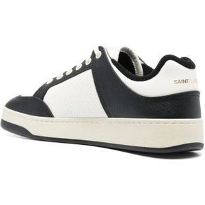 Saint Laurent, Schoenen, Heren, Veelkleurig, 40 EU, Leer, Zwart Wit Leren Lage Sneakers