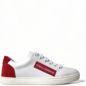 Dolce & Gabbana, Schoenen, Dames, Wit, 36 EU, Leer, Klassieke Wit Rode Leren Sneakers