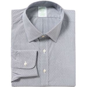Brooks Brothers, Overhemden, Heren, Grijs, S, Katoen, Grijze Slim Fit Non-Iron Stretch Katoenen Overhemd met Ainsley Kraag