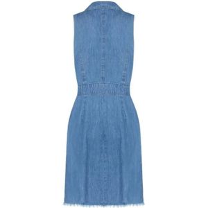 Rinascimento, Kleedjes, Dames, Blauw, L, Denim, Denim fringe jurk