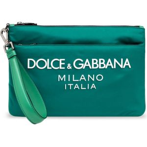 Dolce & Gabbana, Tassen, unisex, Groen, ONE Size, Leer, Handtas met logo