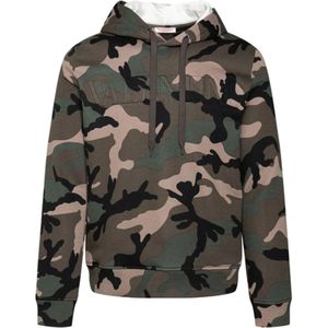 Valentino, Sweatshirts & Hoodies, Heren, Groen, M, Katoen, Camouflage Hoodie Sweatshirt