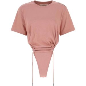 Y/Project, Tops, Dames, Roze, M, Katoen, Donker roze katoenen bodysuit