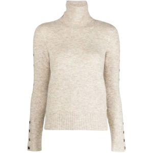 Isabel Marant, Truien, Dames, Beige, XS, Beige Coltrui Pullover Lange Mouwen