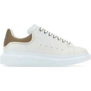 Alexander McQueen, Schoenen, Heren, Wit, 45 EU, Witte Leren Sneakers met Grijze Hiel