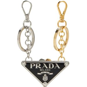 Prada, Accessoires, Dames, Grijs, ONE Size, Set van twee logo sleutelhangers