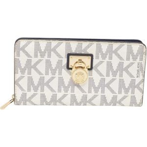 Michael Kors Pre-owned, Pre-owned, Dames, Wit, ONE Size, Leer, Pre-owned Coated canvas wallets