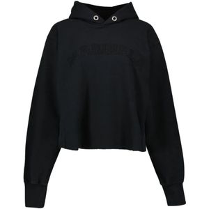 Maison Margiela, Sweatshirts & Hoodies, Dames, Zwart, S, Katoen, Katoenen hoodie met logoborduursel