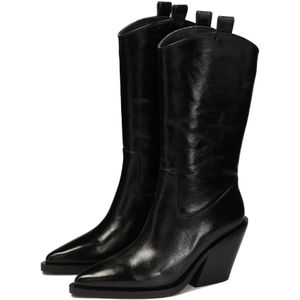 Kazar Studio, Schoenen, Dames, Zwart, 36 EU, Leer, Zwarte cowboylaarzen met ronde bovenkant