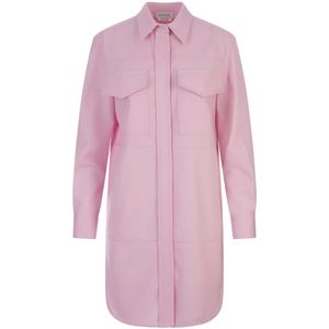 Alexander McQueen, Blouses & Shirts, Dames, Roze, S, Wol, Roze Wol Mini Overhemdjurk