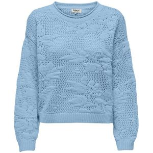 Only, Clear Sky Life LS Structure O-Neck Blauw, Dames, Maat:L