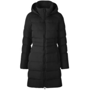 Canada Goose, Jassen, Dames, Zwart, M, Zwarte Aurora Parka - Iconisch Logo