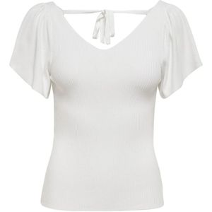 Only, Witte V-hals T-shirt voor vrouwen Wit, Dames, Maat:M