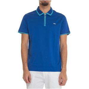 Harmont & Blaine, Polo shirt met halve rits en korte mouwen Blauw, Heren, Maat:M