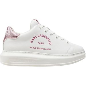 Karl Lagerfeld, Schoenen, Dames, Wit, 39 EU, Leer, Witte Roze Sneakers Kapri