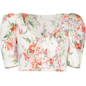 Zimmermann, Gekantelde Crop Top Wit, Dames, Maat:L