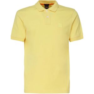 Hugo Boss, Tops, Heren, Geel, L, Katoen, Gele Katoenen Poloshirt met Knopen