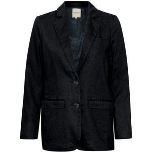 Part Two, Luxe Blazer Jas met Lange Mouwen en Klassieke Kraag Zwart, Dames, Maat:XL