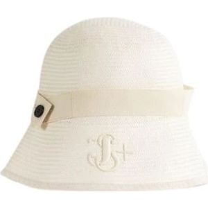 Jil Sander, Accessoires, unisex, Wit, M, Katoen, Witte Raffia Cloche Hoed