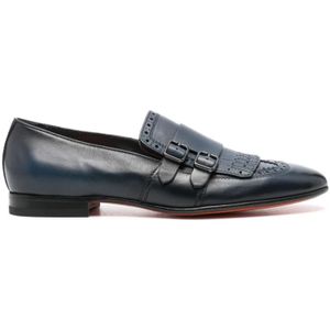 Santoni, Schoenen, Heren, Blauw, 44 EU, Leer, Loafers