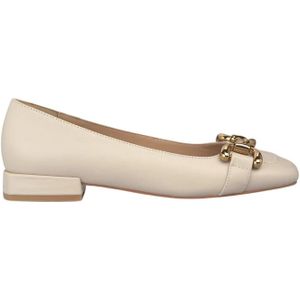 Alma EN Pena, Schoenen, Dames, Wit, 42 EU, Leer, Platte ballerina met metalen stijgbeugel