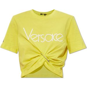Versace, Tops, Dames, Geel, S, Katoen, Top met logo