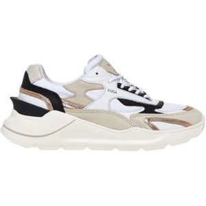 D.a.t.e., Witte Leren Sneakers met Gouden Details Veelkleurig, Dames, Maat:40 EU