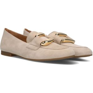 Gabor, Schoenen, Dames, Beige, 37 1/2 EU, Suède, Beige Loafer met Gouden Horsebit Detail