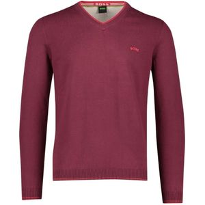 Hugo Boss, Truien, Heren, Rood, 5Xl, Katoen, Rode V-hals Trui