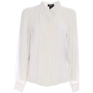 Dkny, Blouses & Shirts, Dames, Wit, M, Polyester, Witte Plastron Shirt met Zwarte Achterkant