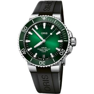 Oris, Aquis Date Calibre 400 - Automatisch Groene Wijzerplaat Groen, Dames, Maat:ONE Size