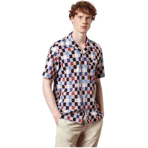 Massimo Alba, Overhemden, Heren, Veelkleurig, S, Katoen, Geometrisch Print Korte Mouw Overhemd