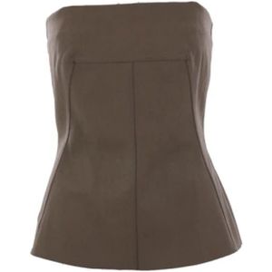 Rick Owens, Tops, Dames, Bruin, S, Denim, Groene Hars Denim Bustier Top