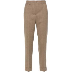 Peserico, Broeken, Dames, Bruin, S, Wol, Bruine Wolmix Slim Fit Broek